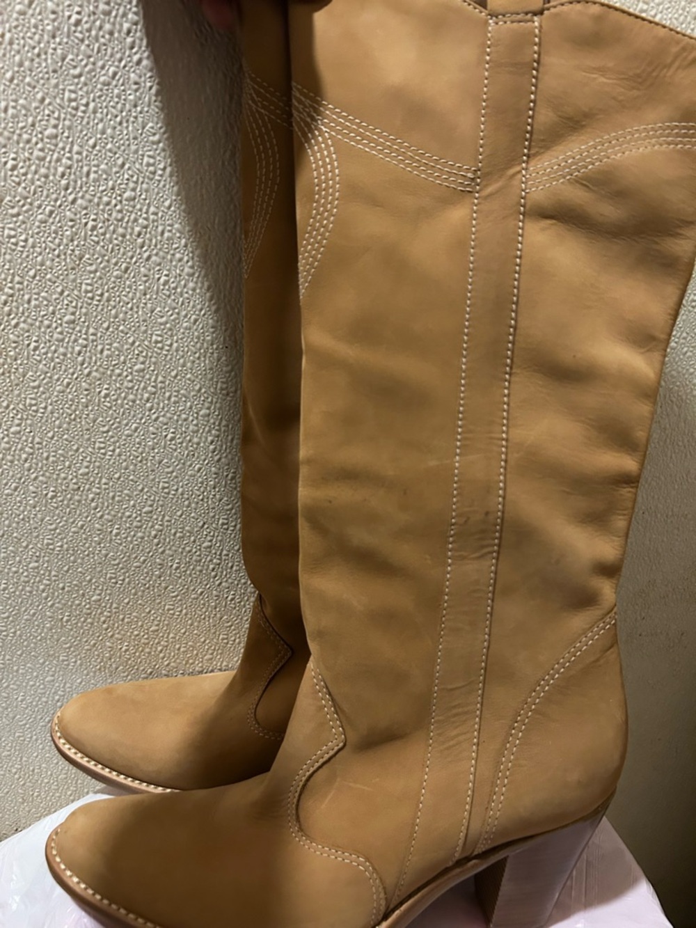 Gianni Bini Tan Knee Leather Boots
